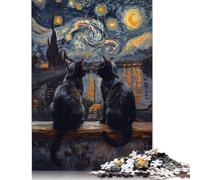 Jigsaw Puzzles for Adults 500 Piece Starry Night Cats Jigsaw Puzzles for Adults for Educational Games Home Decor 500pcs (52x38cm)