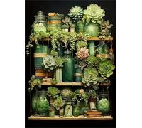 Jigsaw Puzzles for Adults 500 piece,Succulent Bookshelf puzzles for adults,Classic Educational Games DIY Handwork Puzzle for Home Decor Gift