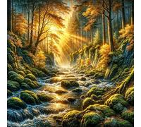Jigsaw Puzzles For Adults 500 piece,Sunny Woods River jigsaw puzzle 45x45 cm Challenging puzzles,DIY Puzzle for Home Decoration Family Perfect Game