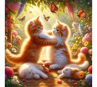 Jigsaw Puzzles for Adults 500 Piece Sunshine Fighting Cat 45x45cm, Creative puzzles for adults 500 Piece Funny and Artistic Christmas Birthday Gifts for Boys Girls