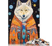 Jigsaw Puzzles for Adults 500 Piece Tribal Animal 9 White Wolf Puzzles for Adults Woodenboard Puzzles Funny Gift 500pcs (52x38cm)