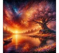 Jigsaw Puzzles for Adults 500 Piece Twilight Lake Scenery 45x45cm, Creative puzzles for adults 500 Piece Funny and Artistic Christmas Birthday Gifts for Boys Girls