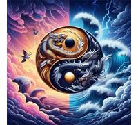 Jigsaw Puzzles For Adults 500 piece,Waves Yin Yang Dragon jigsaw puzzle 45x45 cm Challenging puzzles,DIY Puzzle for Home Decoration Family Perfect Game