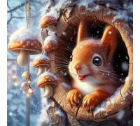 Jigsaw Puzzles for Adults 500 Piece Winter Mushroom Squirrel 45x45cm, Creative puzzles for adults 500 Piece Funny and Artistic Christmas Birthday Gifts for Boys Girls