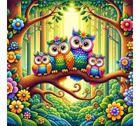 Jigsaw Puzzles For Adults 500 piece,Woods Cartoon Owls jigsaw puzzle 45x45 cm Challenging puzzles,DIY Puzzle for Home Decoration Family Perfect Game
