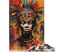 Jigsaw Puzzles for Adults 500 Pieces African Tribal Graffiti Jigsaw Difficult Wooden Puzzles for Adults Gifts Challenging Game 500pcs (52x38cm)