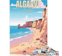 Jigsaw Puzzles for Adults 500 Pieces Algarve Portugal Puzzle for Adults Woodenboard Puzzles Fun Puzzles Games 500pcs (52x38cm)
