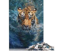 Jigsaw Puzzles for Adults 500 Pieces Aquatic Tiger Portrait Jigsaw Puzzle Adult Creative Puzzles Brain Teaser Puzzles For Adults And Teenagers Gifts 500pcs (52x38cm)