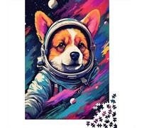 Jigsaw Puzzles for Adults 500 Pieces Artistic Astronaut Corgi Wooden Jigsaw Puzzle Educational Puzzle Family Game for Teenager Birthday 500pcs (52x38cm)