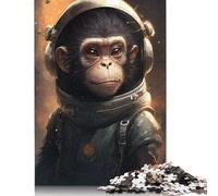 Jigsaw Puzzles for Adults 500 Pieces Astronaut Space Monkey Jigsaw Puzzle Adult Woodenboard Puzzles Brain Teaser Puzzles For Adults And Teenagers 500pcs (52x38cm)