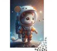 Jigsaw Puzzles for Adults 500 Pieces Astronaut Space Mouse Jigsaw Puzzle Wooden Puzzle Suitable for Adults And over 18 Years Old Family Puzzle Game 500pcs (52x38cm)