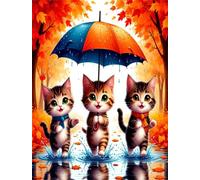 Jigsaw Puzzles for Adults 500 Pieces,Autumn Rain Cats jigsaw puzzle 52x38 cm Challenging DIY Puzzle for Home Decoration,Family puzzles Perfect for Game