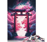 Jigsaw Puzzles for Adults 500 Pieces Cherry Blossoms Gate Puzzles for Adults Creative Wooden Jigsaw Puzzles Challenging Game 500pcs (52x38cm)