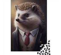 Jigsaw Puzzles for Adults 500 Pieces Classic Hedgehog Suit Animal Wooden Puzzle Relaxing Puzzle Jigsaw Game Brain Teasers 500pcs (52x38cm)