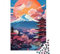 Jigsaw Puzzles for Adults 500 Pieces Colorful Art Japan Mount Fuji Wooden Jigsaw Puzzle Educational Puzzle Family Game for Teenager Birthday 500pcs (52x38cm)