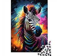 Jigsaw Puzzles for Adults 500 Pieces Colorful Artistic Zebra Wooden Jigsaw Puzzle Educational Puzzle Family Game for Teenager Birthday 500pcs (52x38cm)