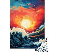 Jigsaw Puzzles for Adults 500 Pieces Colorful Japanese Waves Jigsaw Puzzle Adult Woodenboard Puzzles Brain Teaser Puzzles For Adults And Teenagers 500pcs (52x38cm)