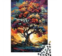 Jigsaw Puzzles for Adults 500 Pieces Colorful Psychedelic Color of Olive Tree Flowers Wooden Jigsaw Puzzle Educational Puzzle Family Game for Teenager Birthday 500pcs (52x38cm)