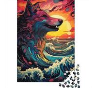 Jigsaw Puzzles for Adults 500 Pieces Colorful Wolf3 Creative Wooden Jigsaw Puzzles for Adults, Teenagers Puzzles Challenging Game 500pcs (52x38cm)