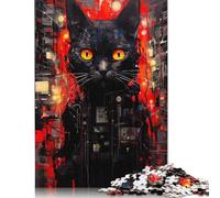 Jigsaw Puzzles for Adults 500 Pieces Cyberpunk Abstract Cat Jigsaw Puzzle Adult Woodenboard Puzzles Brain Teaser Puzzles For Adults And Teenagers 500pcs (52x38cm)