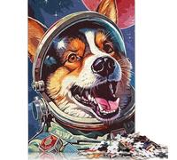 Jigsaw Puzzles for Adults 500 Pieces Dog Astronaut Wooden Jigsaw Puzzle Educational Puzzle Family Game for Teenager Birthday 500pcs (52x38cm)