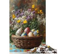 Jigsaw Puzzles for Adults 500 Pieces Easter Eggs in Basket Puzzle for Adults Woodenboard Puzzles Fun Puzzles Games 500pcs (52x38cm)