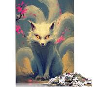 Jigsaw Puzzles for Adults 500 Pieces Enchanted Fox with Cherry Blossoms Creative Wooden Jigsaw Puzzles for Adults, Teenagers Puzzles Challenging Game 500pcs (52x38cm)
