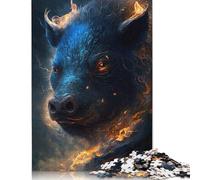 Jigsaw Puzzles for Adults 500 Pieces Fire Animal Pig Jigsaw Difficult Wooden Puzzles for Adults Gifts Challenging Game 500pcs (52x38cm)