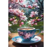 Jigsaw Puzzles for Adults 500 Pieces,Flowers Coffee Cup jigsaw puzzle 52x38 cm Challenging DIY Puzzle for Home Decoration,Family puzzles Perfect for Game