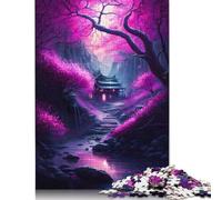 Jigsaw Puzzles for Adults 500 Pieces Forest Mystic Cherry Bloss Puzzles for Adults Creative Wooden Jigsaw Puzzles Challenging Game 500pcs (52x38cm)