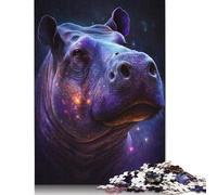 Jigsaw Puzzles for Adults 500 Pieces Galaxy Animal Hippo Puzzles for Adults Family Puzzle Game Birthday Gifts Puzzle Casual Games 500pcs (52x38cm)