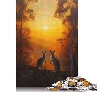 Jigsaw Puzzles for Adults 500 Pieces Kangaroo Forest Sunset Puzzles for Adults Creative Wooden Jigsaw Puzzles Challenging Game 500pcs (52x38cm)