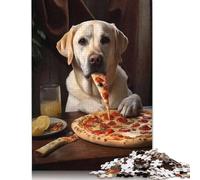 Jigsaw Puzzles for Adults 500 Pieces Labrador Retriever Pizza Puzzle for Adults Woodenboard Puzzles Fun Puzzles Games 500pcs (52x38cm)