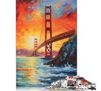 Jigsaw Puzzles for Adults 500 Pieces Majestic Golden Gate Jigsaw Puzzle Adult Creative Puzzles Brain Teaser Puzzles For Adults And Teenagers Gifts 500pcs (52x38cm)