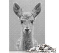 Jigsaw Puzzles for Adults 500 Pieces Monochrome Deer Portrait Jigsaw Puzzle Wooden Puzzle Suitable for Adults And over 18 Years Old Family Puzzle Game 500pcs (52x38cm)