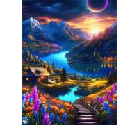 Jigsaw Puzzles for Adults 500 Pieces,Mountain River Cabin jigsaw puzzle 52x38 cm Challenging DIY Puzzle for Home Decoration,Family puzzles Perfect for Game