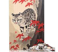 Jigsaw Puzzles for Adults 500 Pieces Ocelot Japanese Painting Creative Wooden Jigsaw Puzzles for Adults, Teenagers Puzzles Challenging Game 500pcs (52x38cm)