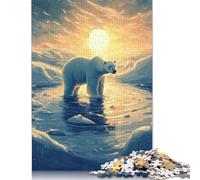 Jigsaw Puzzles for Adults 500 Pieces Polar Bear Sunset Jigsaw Puzzle Wooden Puzzle Suitable for Adults And over 18 Years Old Family Puzzle Game 500pcs (52x38cm)