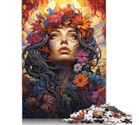 Jigsaw Puzzles for Adults 500 Pieces Psychedelic And Happy Woman Jigsaw Difficult Wooden Puzzles for Adults Gifts Challenging Game 500pcs (52x38cm)
