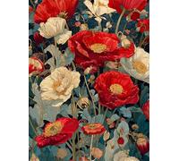 Jigsaw Puzzles for Adults 500 Pieces Red Blooming Flowers, 52x38cm 500 pieces puzzles for adults, Educational Game Challenge Toy, Impossible Puzzle for Family Activity