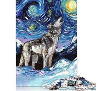 Jigsaw Puzzles for Adults 500 Pieces Starry Night Wolf Van Gogh Jigsaw Puzzle Adult Creative Puzzles Brain Teaser Puzzles For Adults And Teenagers Gifts 500pcs (52x38cm)