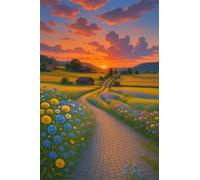 Jigsaw Puzzles for Adults 500 Pieces Sunset Fields Landscape, 52x38cm 500 pieces puzzles for adults, Educational Game Challenge Toy, Impossible Puzzle for Family Activity