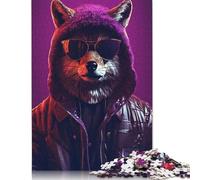 Jigsaw Puzzles for Adults 500 Pieces The Vintage Cyberpunk Fox Jigsaw Puzzle Adult Creative Puzzles Brain Teaser Puzzles For Adults And Teenagers Gifts 500pcs (52x38cm)