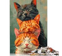 Jigsaw Puzzles for Adults 500 Pieces Three Sleeping Cats Jigsaw Puzzle Adult Woodenboard Puzzles Brain Teaser Puzzles For Adults And Teenagers 500pcs (52x38cm)