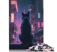Jigsaw Puzzles for Adults 500 Pieces Watching Cyberpunk Cat Jigsaw Puzzle Adult Creative Puzzles Brain Teaser Puzzles For Adults And Teenagers Gifts 500pcs (52x38cm)