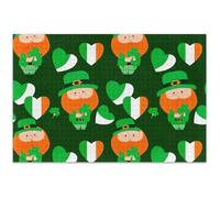 Jigsaw Puzzles for Adults 500 Pieces White Elephant Gifts Funny Difficult Family Puzzle Toy Game Artwork Cute Leprechauns Shamrocks Green, 20.5x14.9 Inch