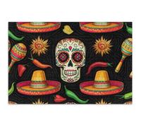 Jigsaw Puzzles for Adults 500 Pieces White Elephant Party Gifts Colorful Sugar Skulls Chili Black Fun Art Puzzle Animal Painting Decor, 20.5x14.9 Inch