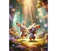 Jigsaw Puzzles for Adults 500 Pieces,Woodland Happy Rabbit jigsaw puzzle 52x38 cm Challenging DIY Puzzle for Home Decoration,Family puzzles Perfect for Game
