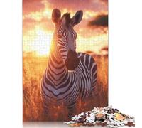 Jigsaw Puzzles for Adults 500 Pieces Zebra Sunset Harmony Puzzle for Adults Woodenboard Puzzles Fun Puzzles Games 500pcs (52x38cm)