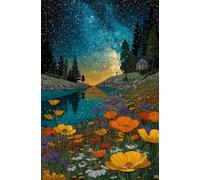 Jigsaw Puzzles for Adults 500, Starry Sky River Flowers Puzzles for Adults, Challenging Puzzle Games, Difficult Puzzle 500 Pieces